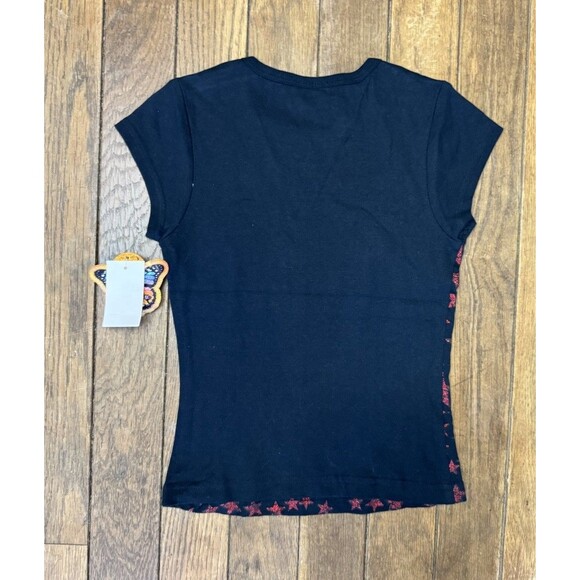 NWT Vintage Y2K Self Esteem Baby Tee Punk Rock Grunge Glitter Stars Juniors M - Picture 6 of 6